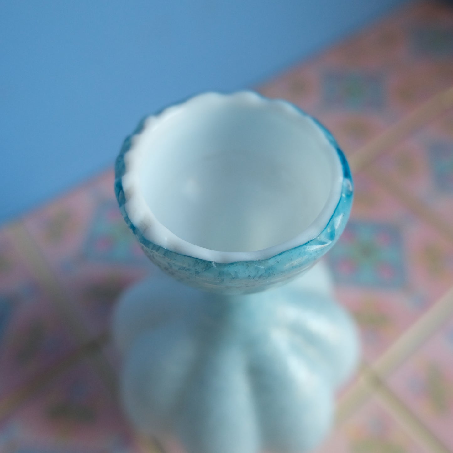 Antique sparkly ice blue vase
