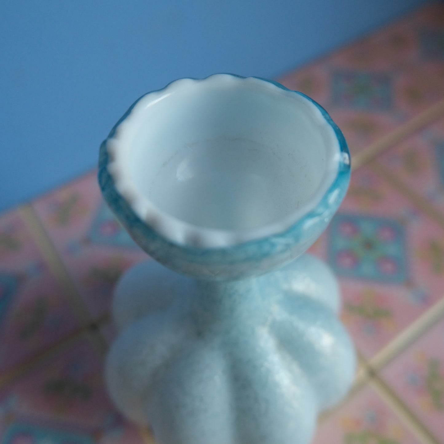 Antique sparkly ice blue vase