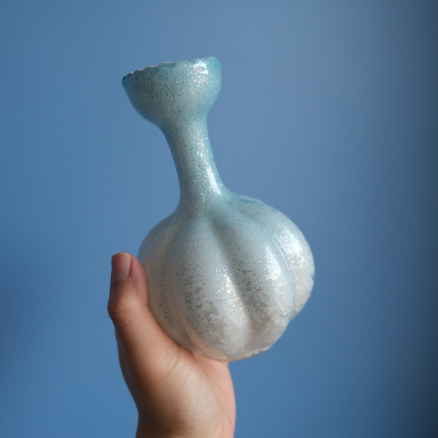 Antique sparkly ice blue vase