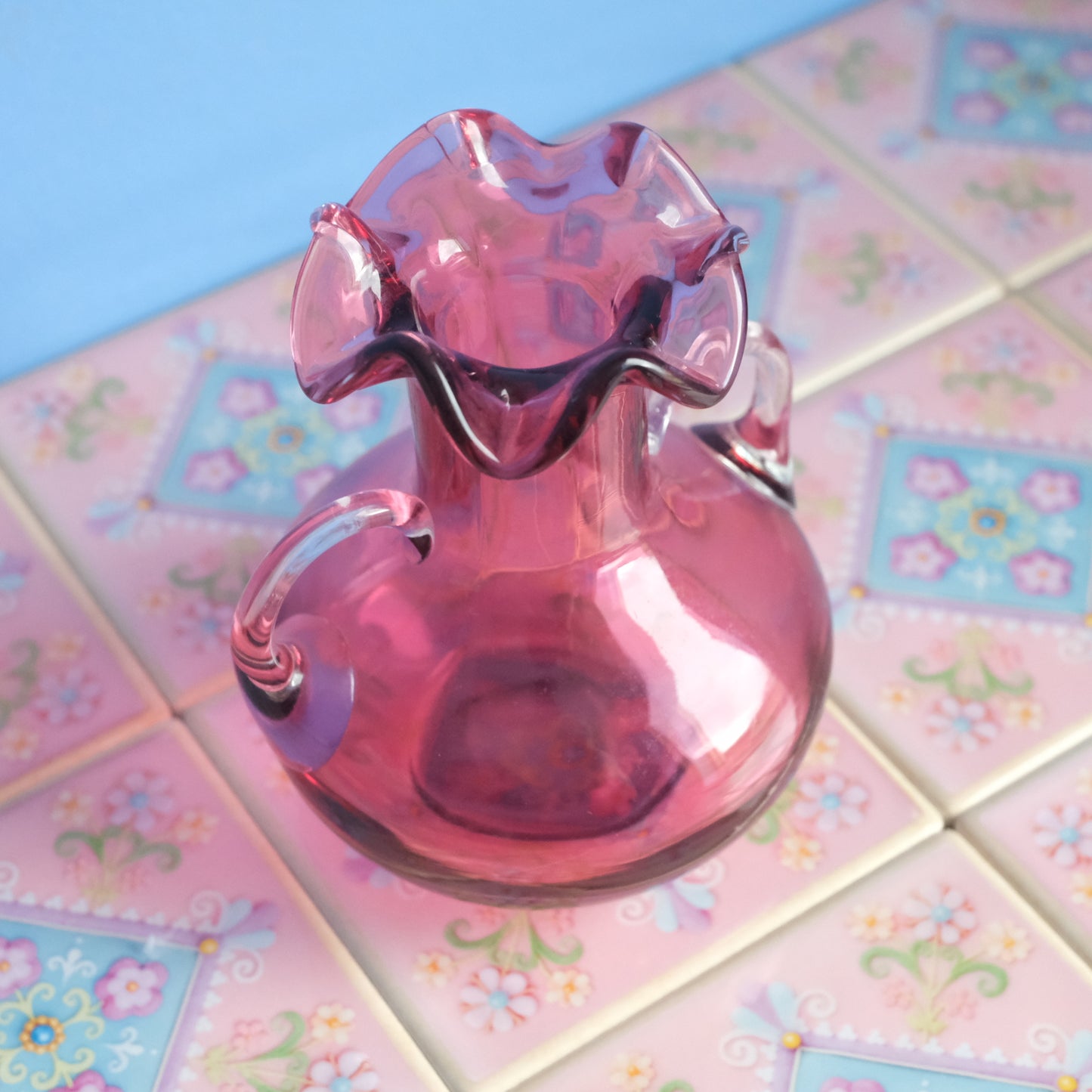Antique cranberry pink vase