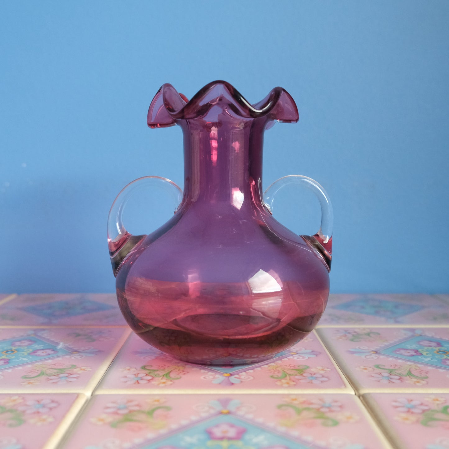 Antique cranberry pink vase