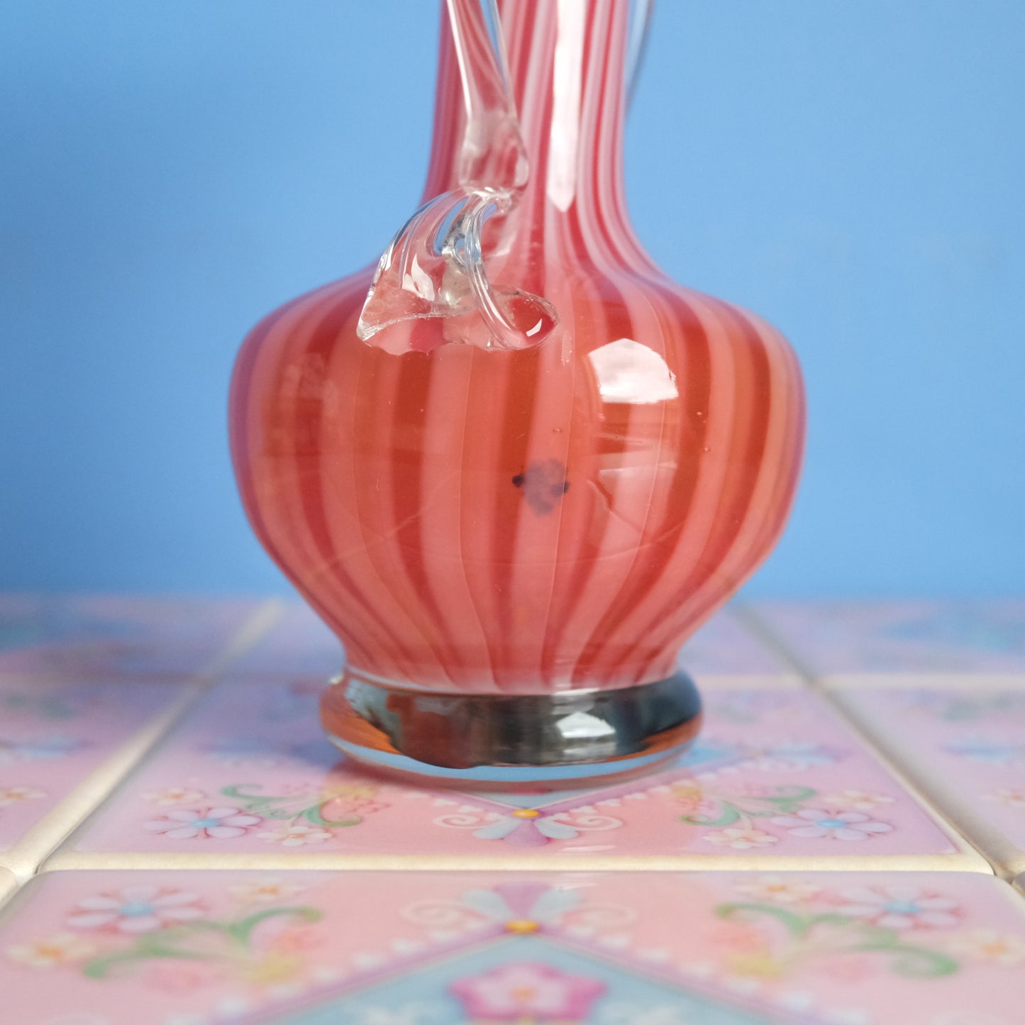 Vintage Murano orange striped vase