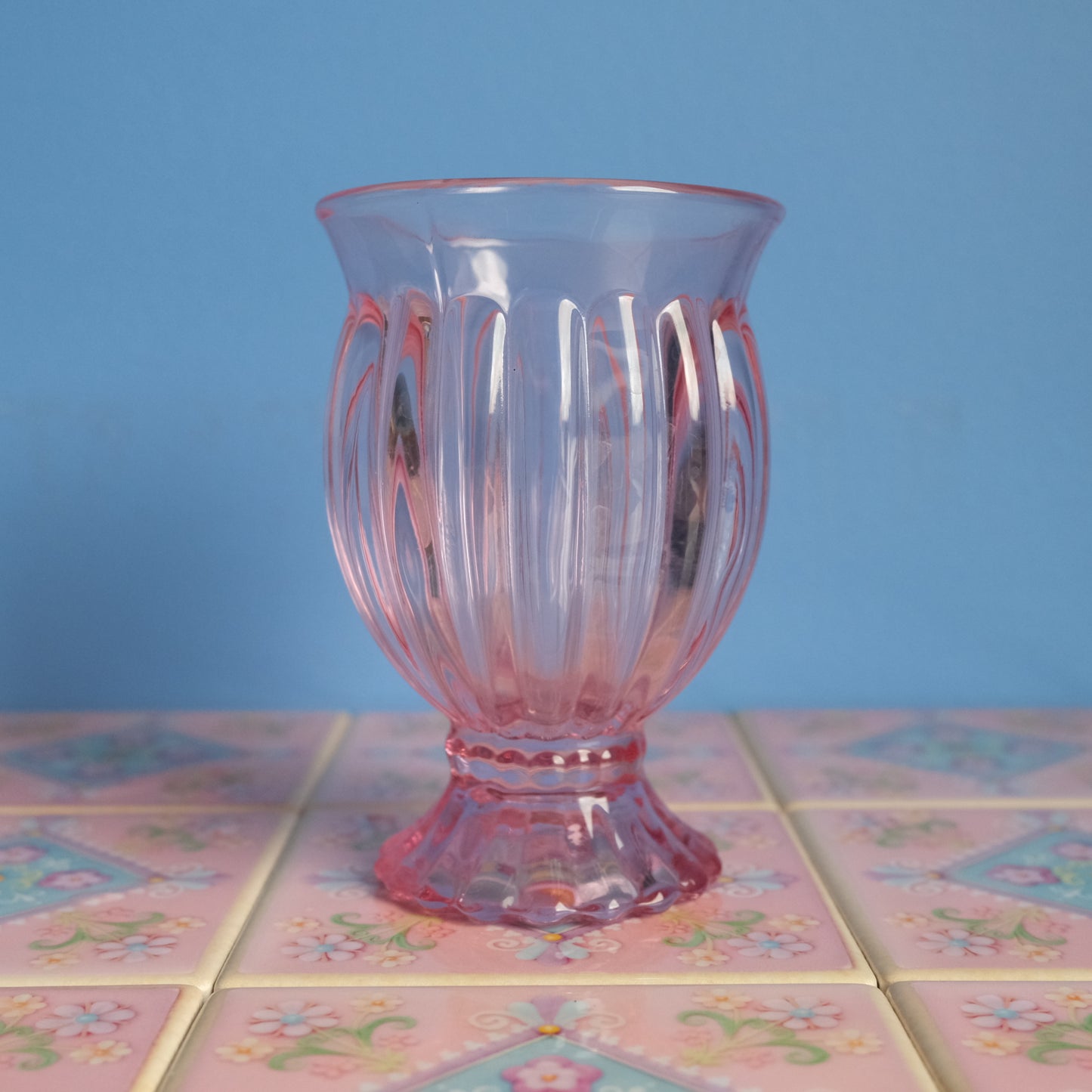 Vintage pink glass vase