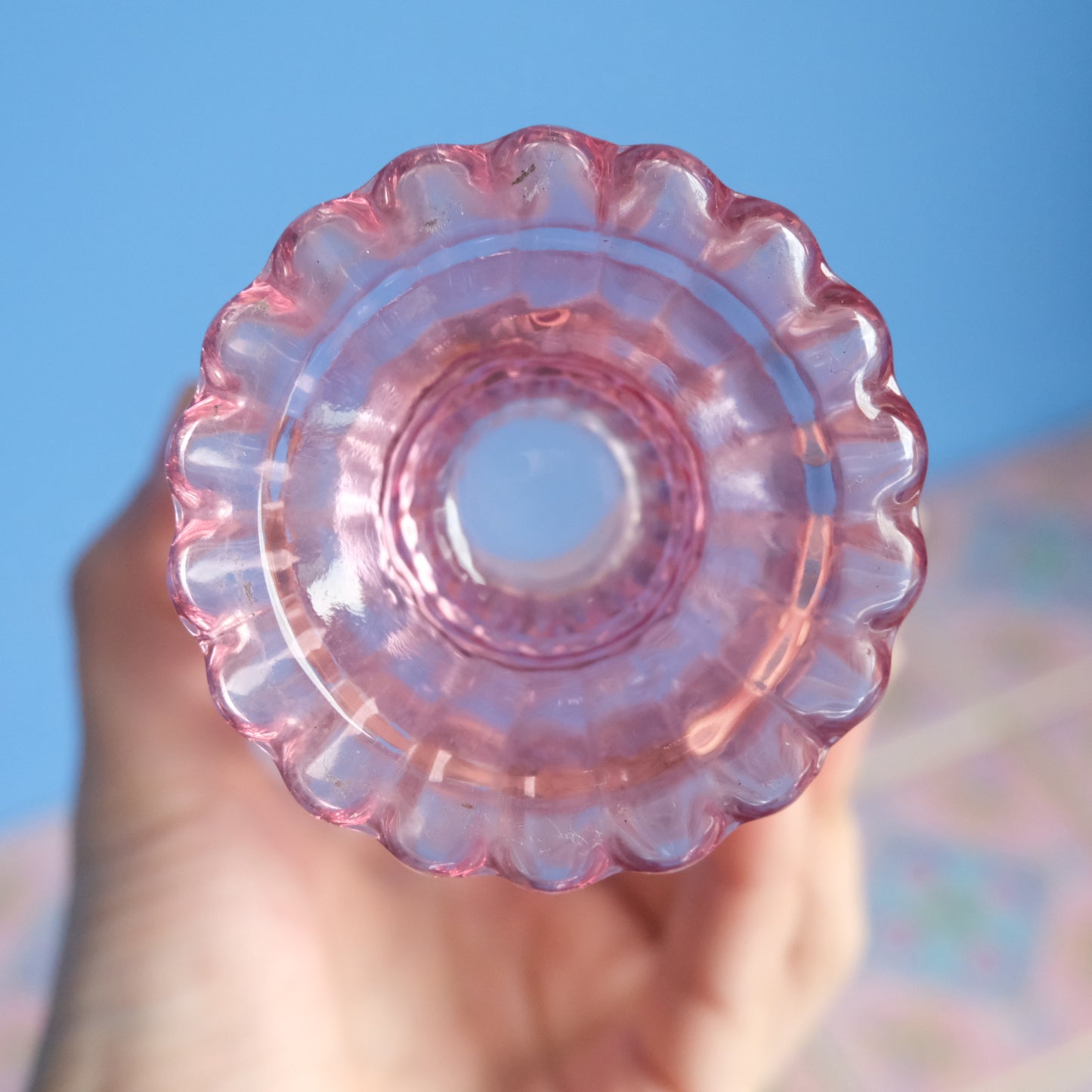Vintage pink glass vase