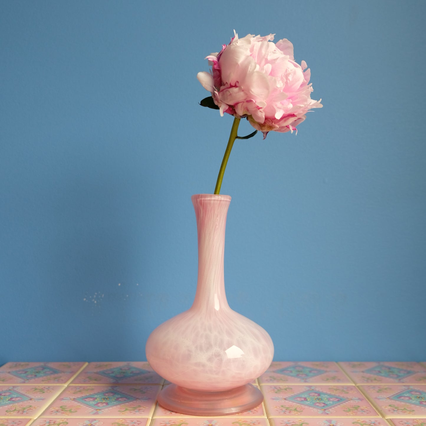 Vintage baby pink marble vase