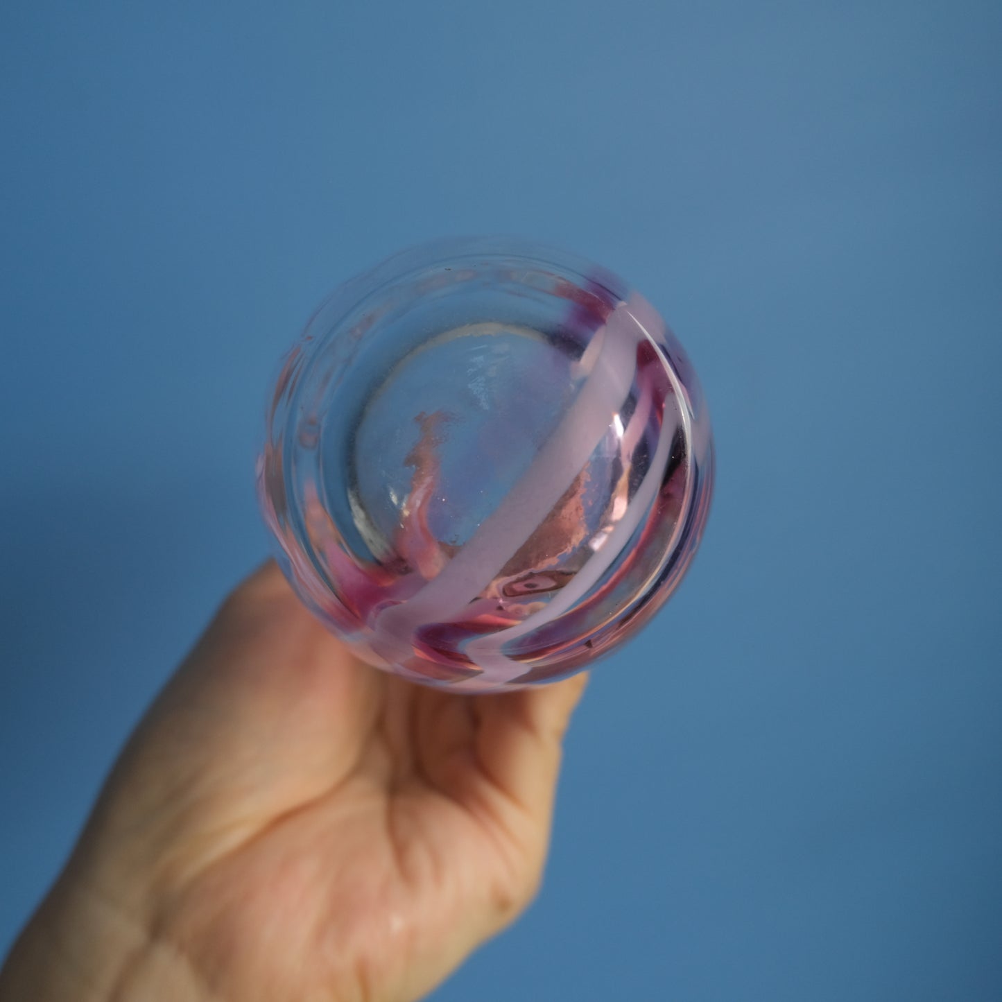 Vintage Caithness pink swirl mini vase