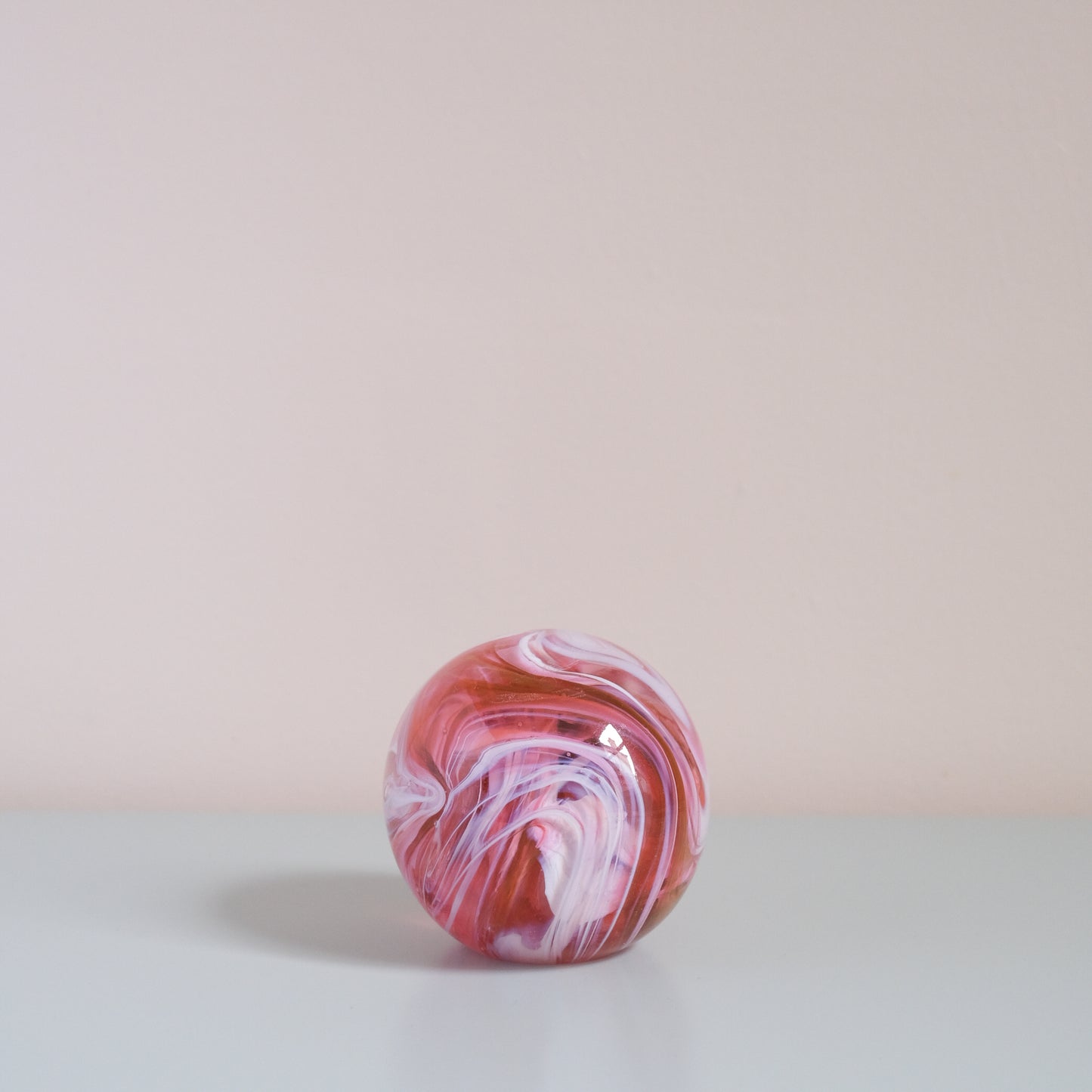 Vintage Pink Marble Glass Paperweight
