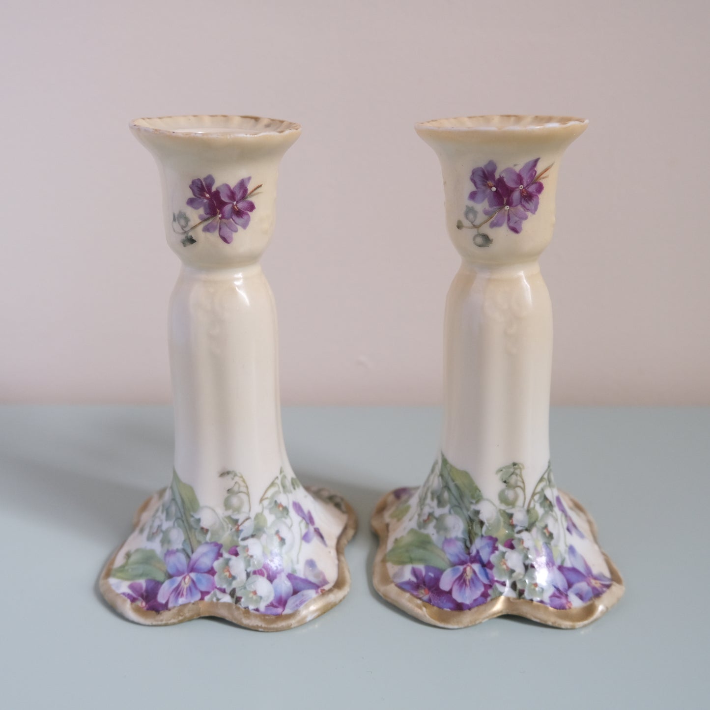 Vintage Pair Of Vioret Candle Holders