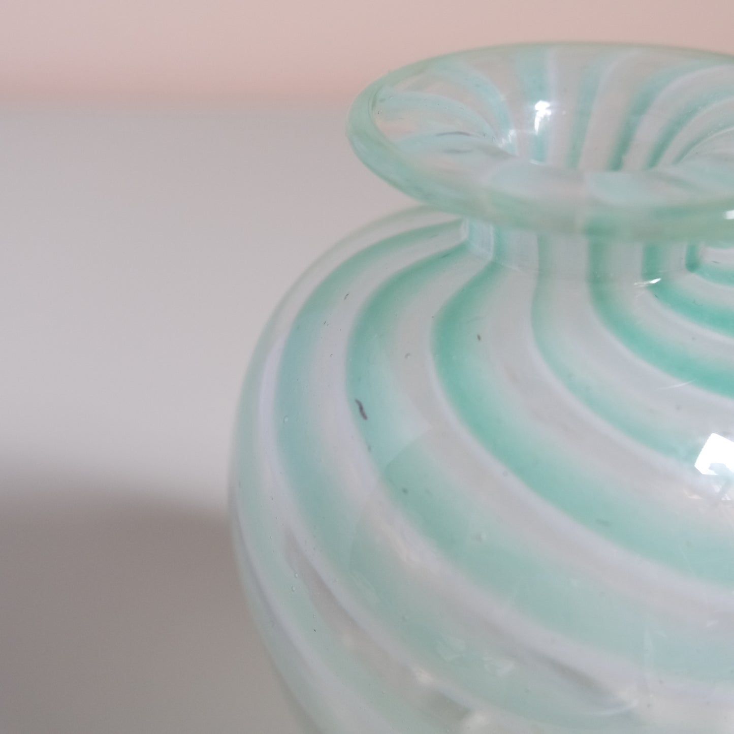 Vintage Mint Green x Clear Swirled Stripe Vase