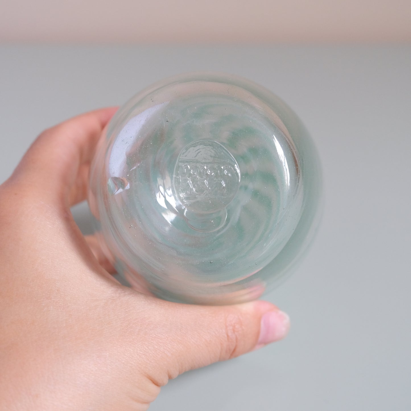 Vintage Mint Green x Clear Swirled Stripe Vase