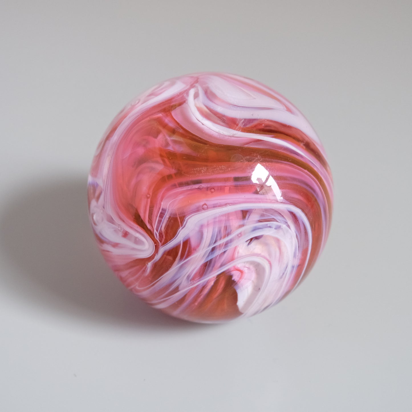 Vintage Pink Marble Glass Paperweight