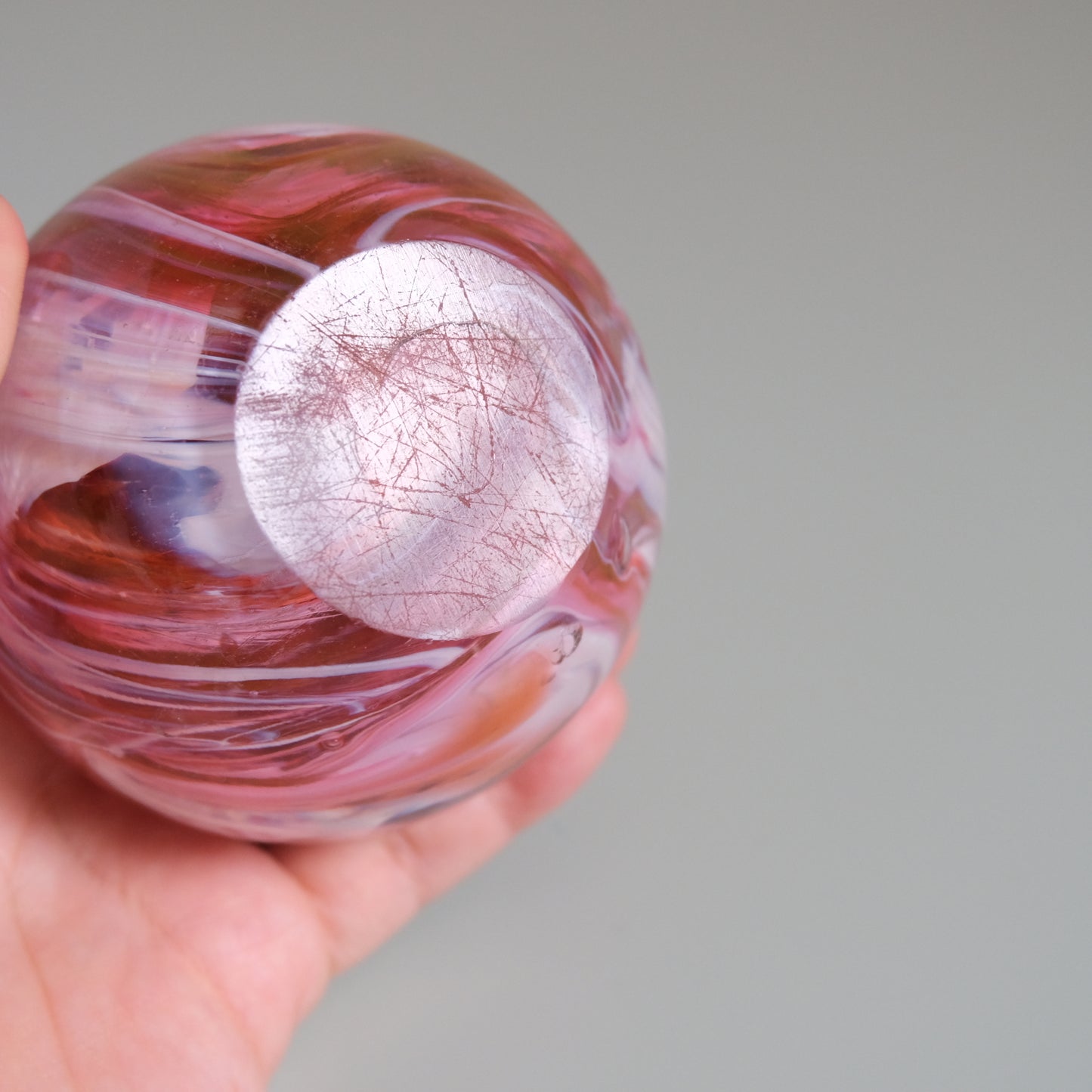 Vintage Pink Marble Glass Paperweight