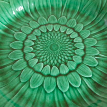 Victorian Wedgwood Green Majolica Sunflower Plate