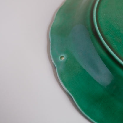 Victorian Wedgwood Green Majolica Sunflower Plate