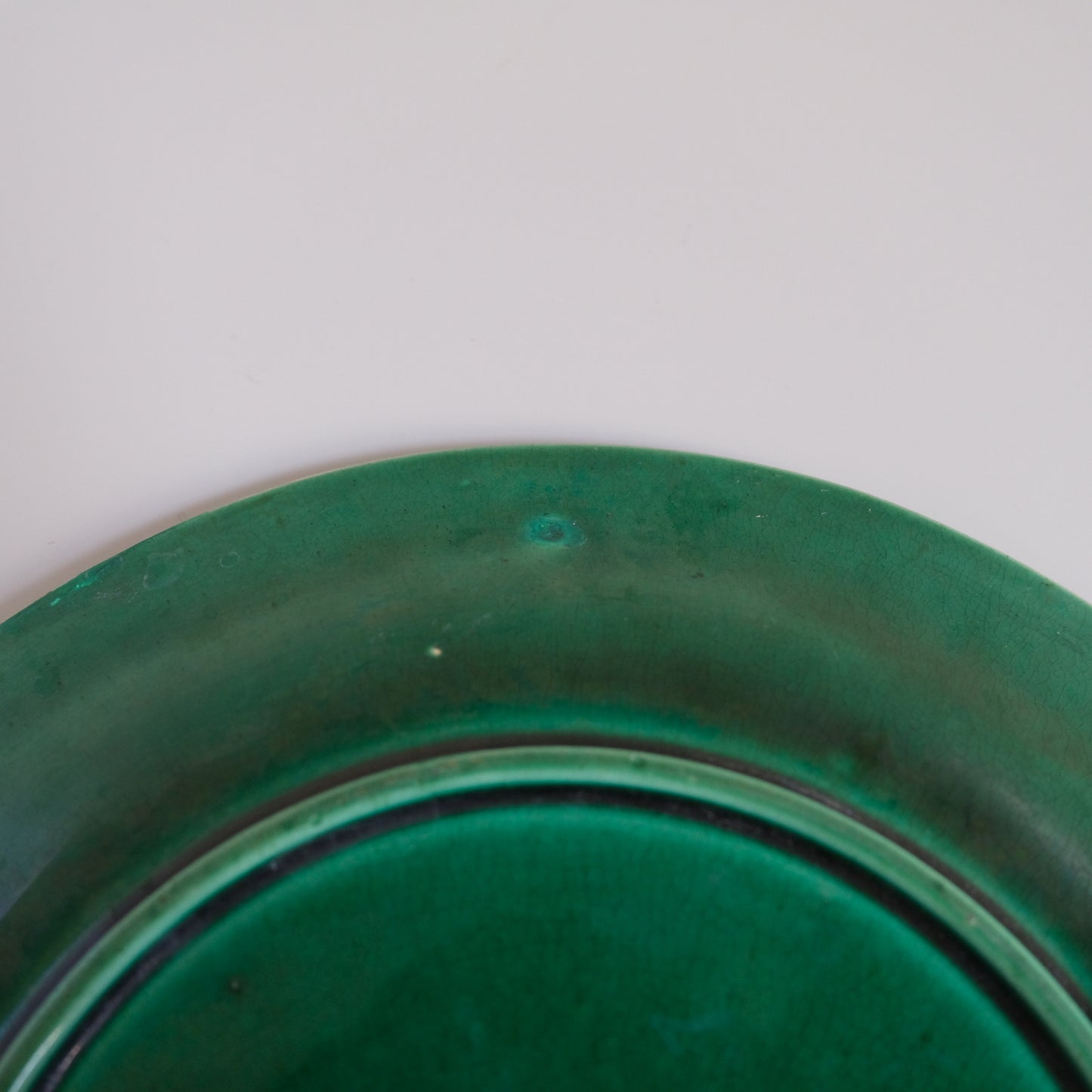 Antique Green Majolica Plate