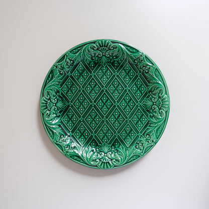 Antique Green Majolica Plate