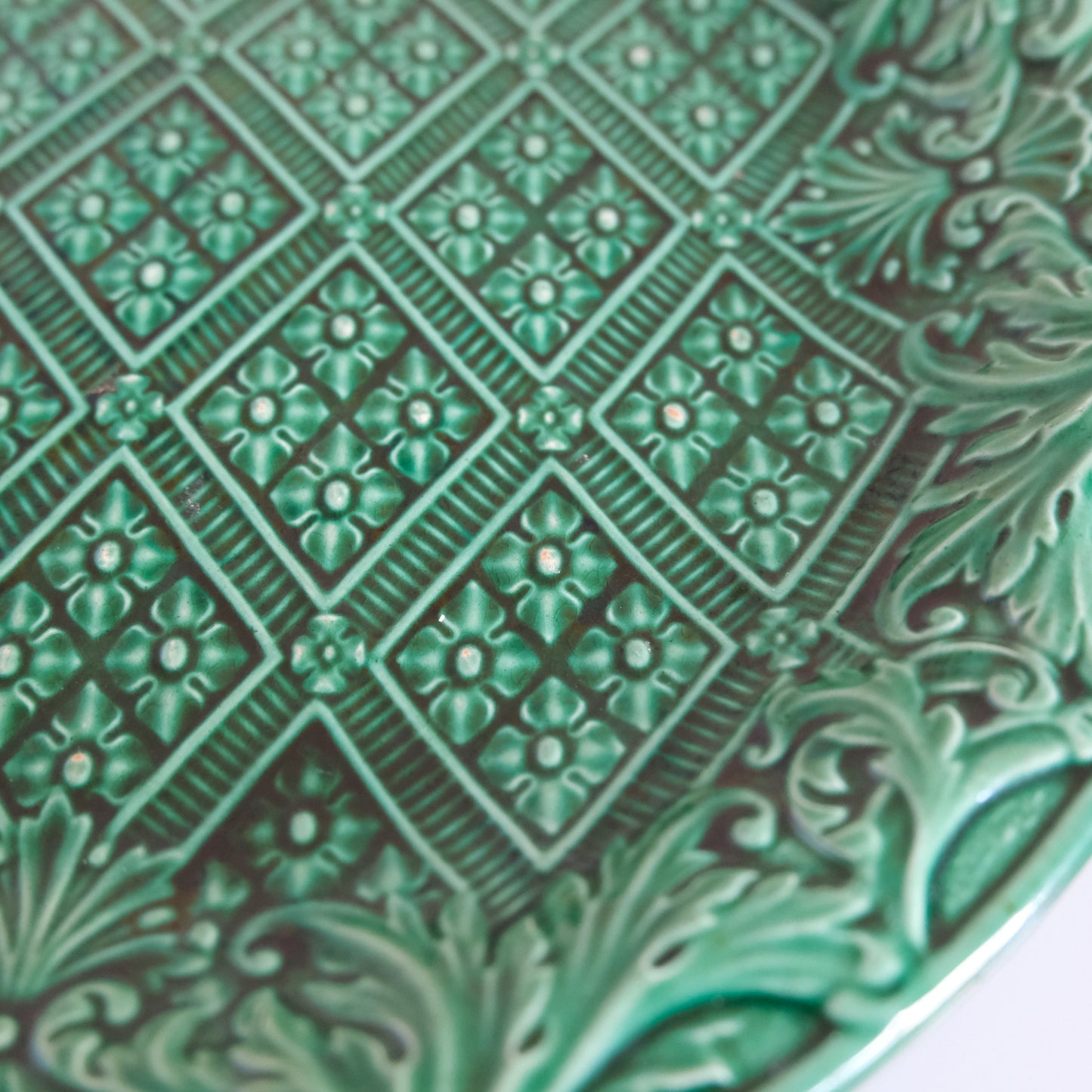 Antique Green Majolica Plate