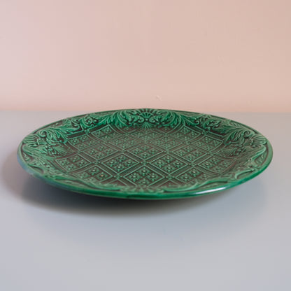 Antique Green Majolica Plate