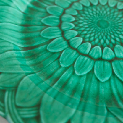 Victorian Wedgwood Green Majolica Sunflower Plate