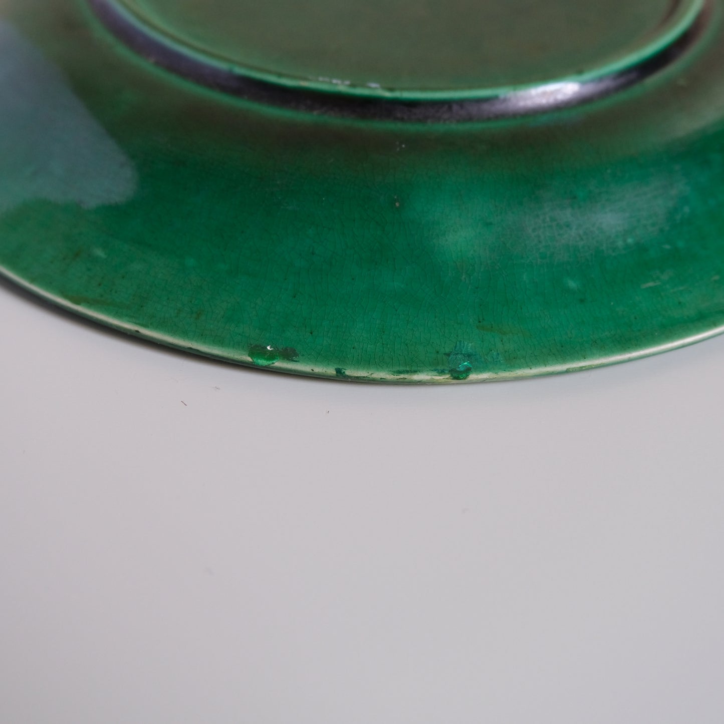 Antique Green Majolica Plate