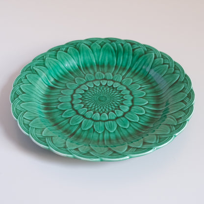 Victorian Wedgwood Green Majolica Sunflower Plate