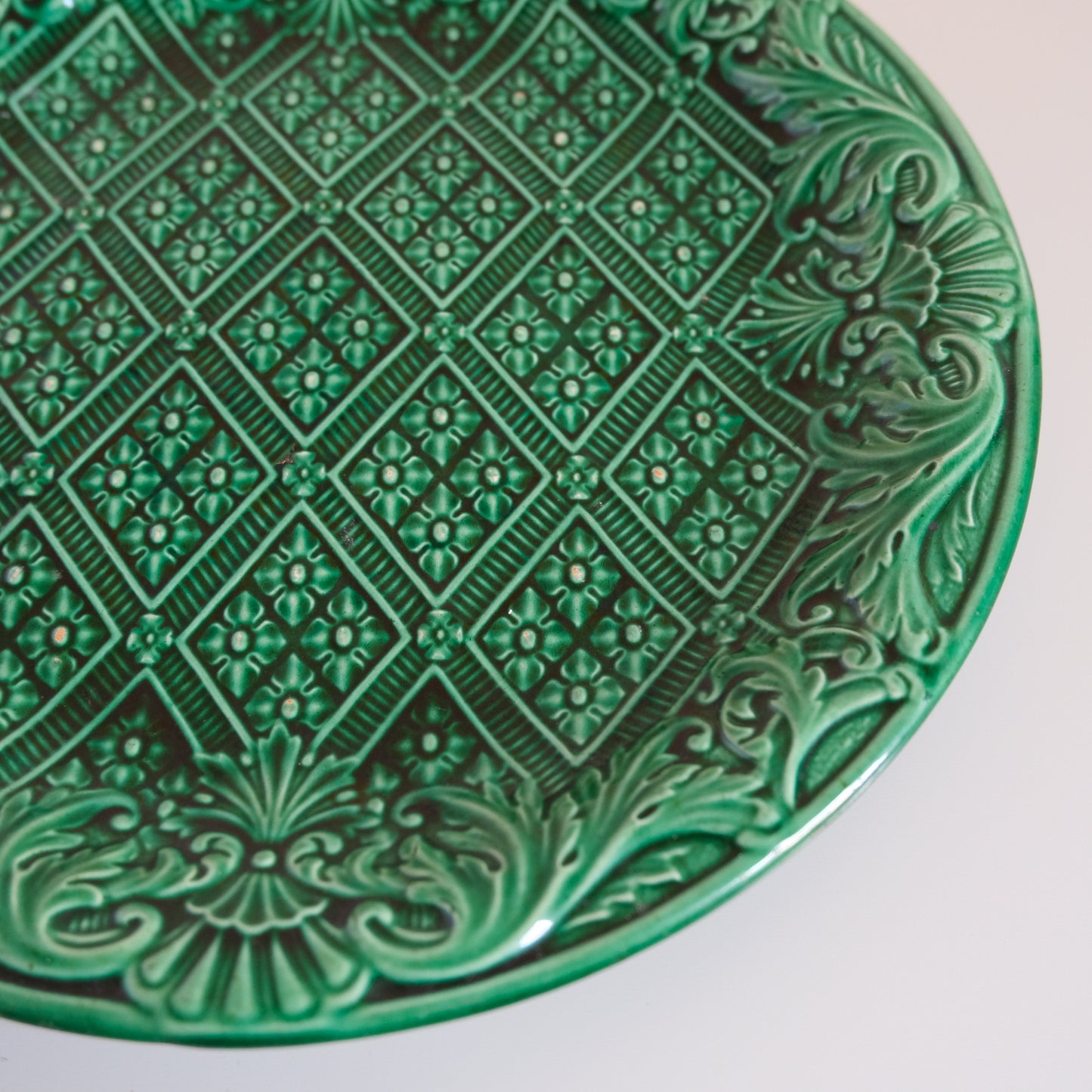 Antique Green Majolica Plate