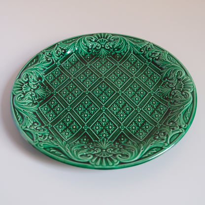 Antique Green Majolica Plate