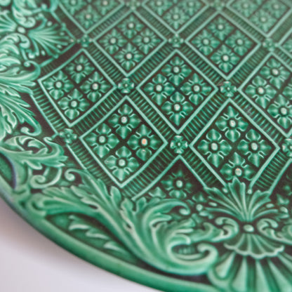 Antique Green Majolica Plate