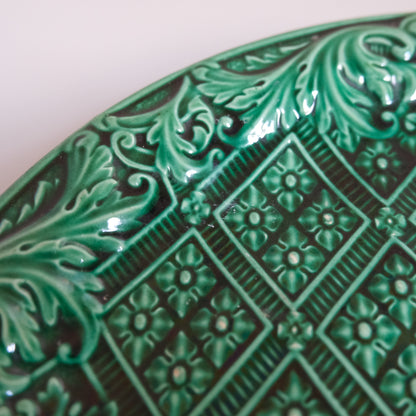 Antique Green Majolica Plate