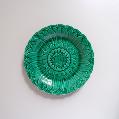 Victorian Wedgwood Green Majolica Sunflower Plate