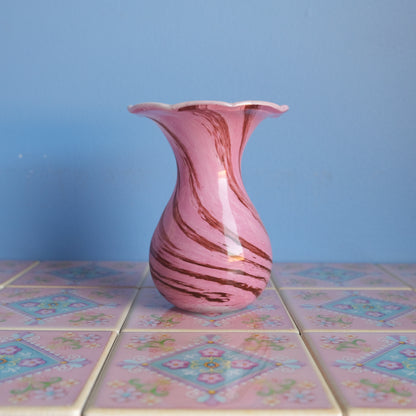 Vintage Alum Bay Glass pink marble vase
