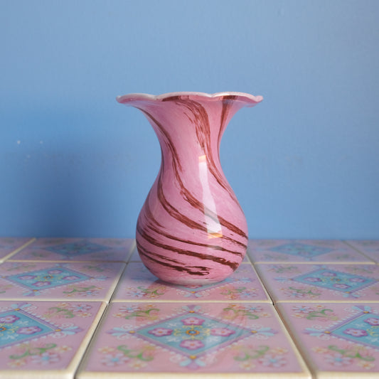 Vintage Alum Bay Glass pink marble vase