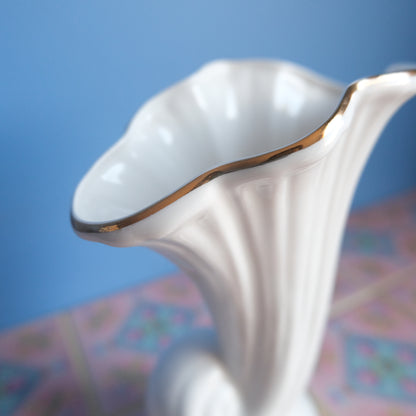 Vintage Polly-Anna white wavy vase
