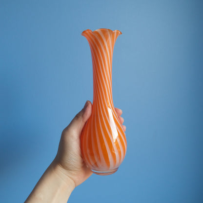 Vintage tangerine swirl vase