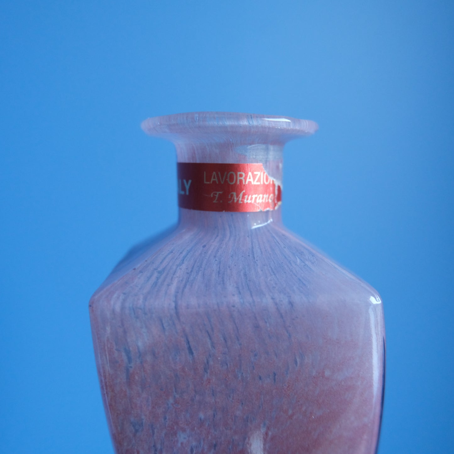 Vintage Lavorazione T. Murano pink blue vase