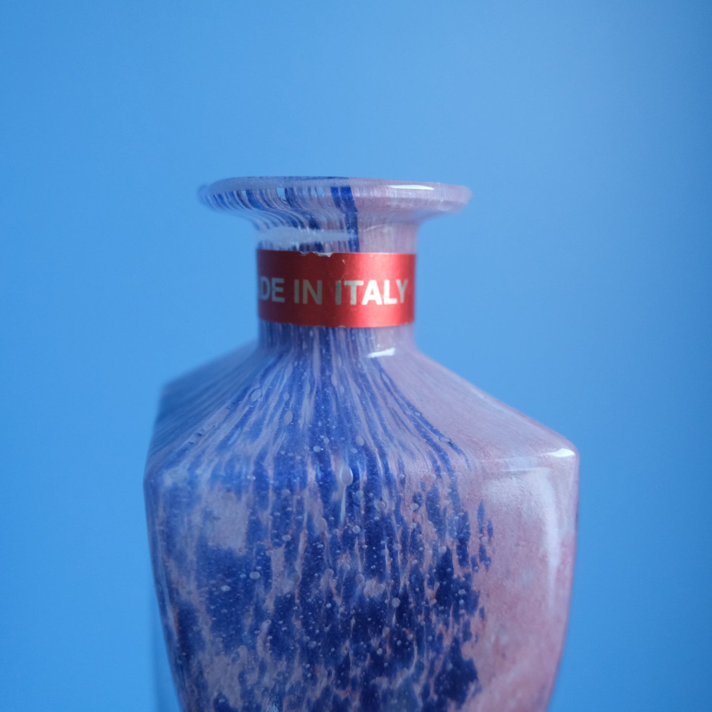 Vintage Lavorazione T. Murano pink blue vase
