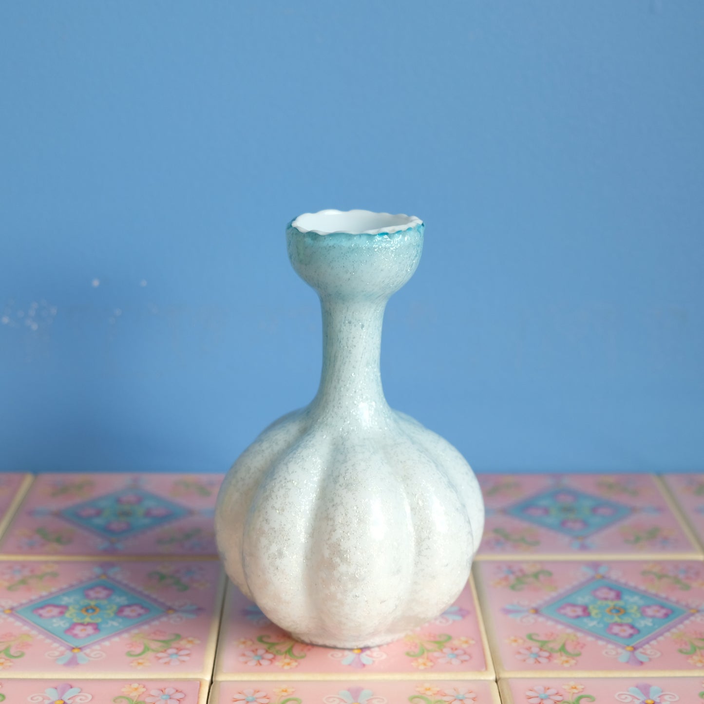Antique sparkly ice blue vase