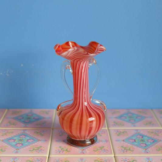 Vintage Murano orange striped vase