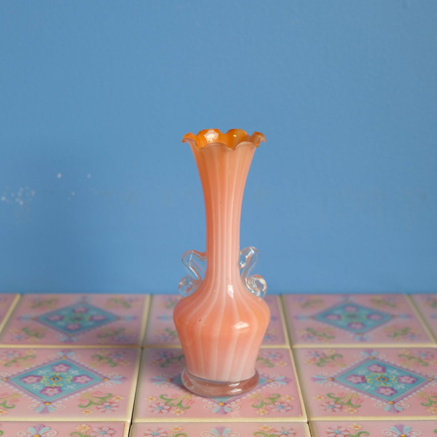 Vintage orange striped vase