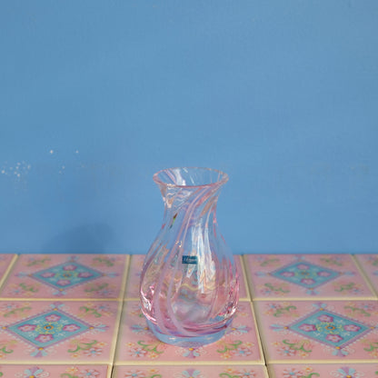 Vintage Caithness pink swirl mini vase