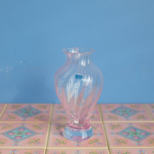 Vintage Caithness pink swirl vase