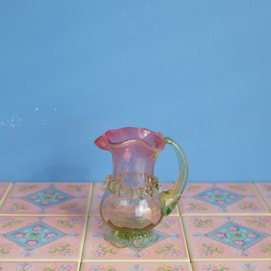 Antique pink floral jar vase