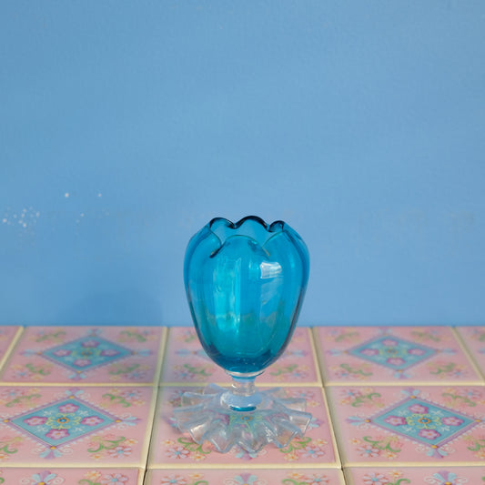 Antique hand blown blue vase