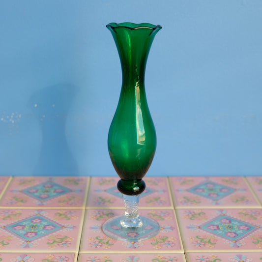 Vintage green slim vase