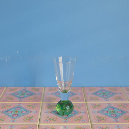 Vintage green bubble glass bud vase