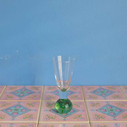 Vintage green bubble glass bud vase