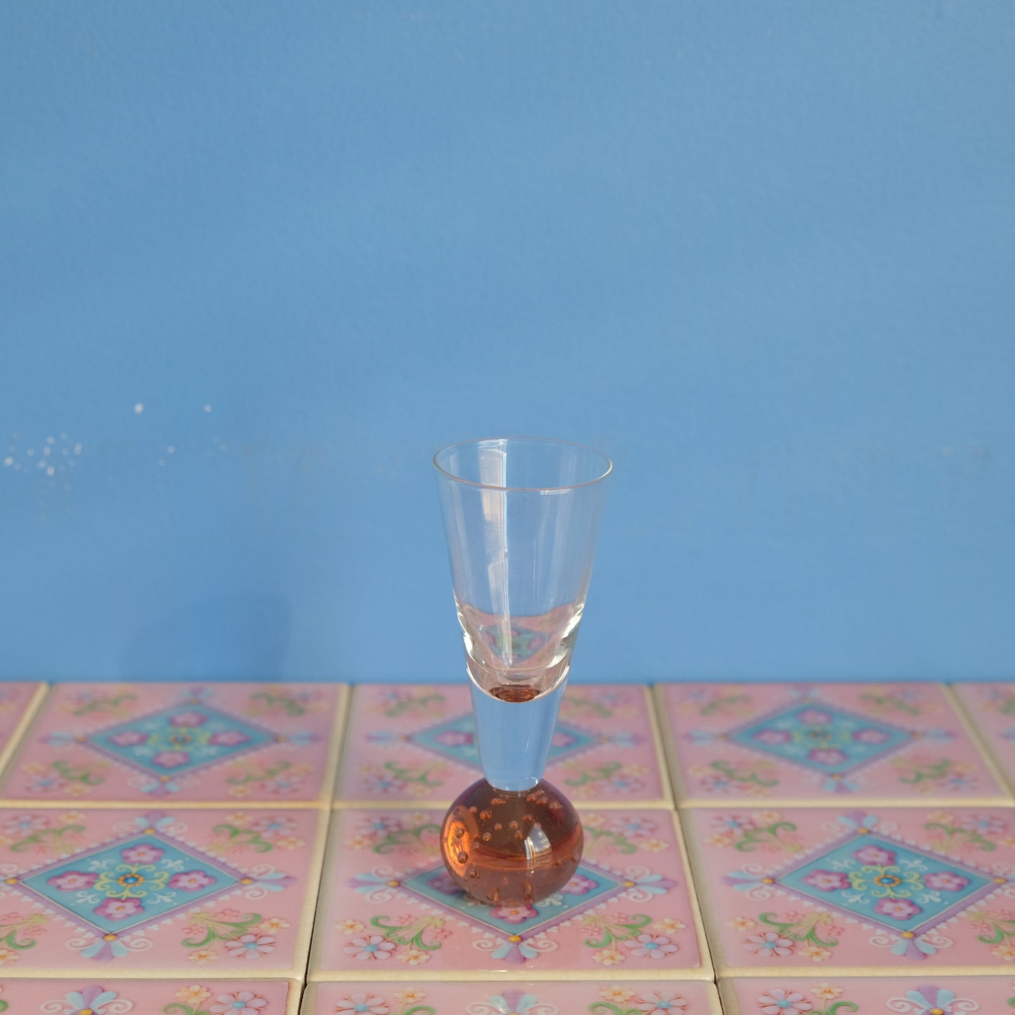 Vintage orange bubble glass bud vase