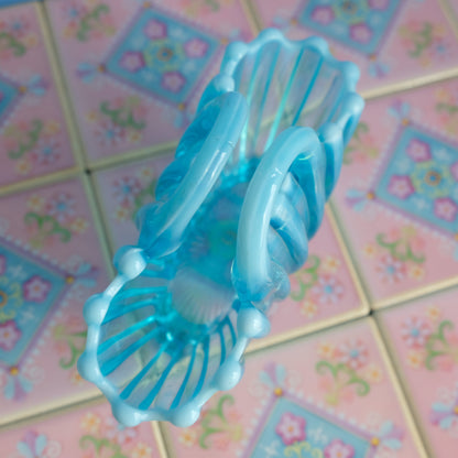 Vintage light blue glass basket