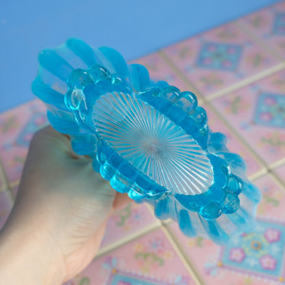Vintage light blue glass basket