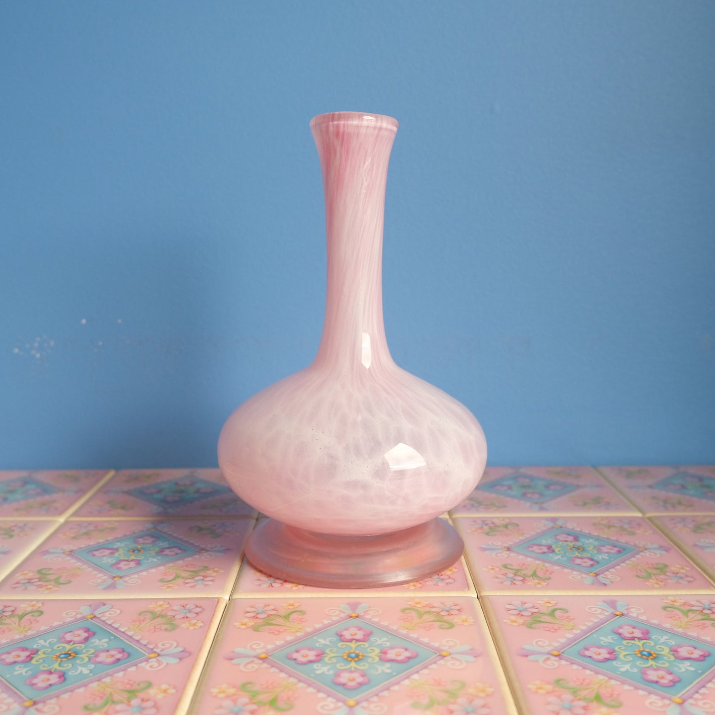 Vintage baby pink marble vase